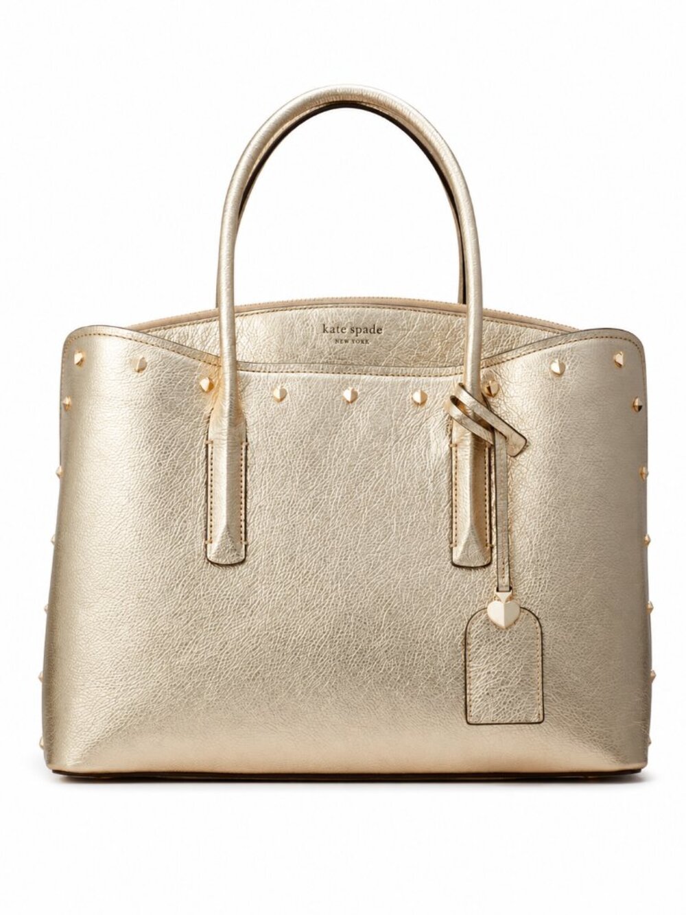 NEW Kate Spade Margaux Spade Studded Satchel Crossbody Bag in Pale Gold